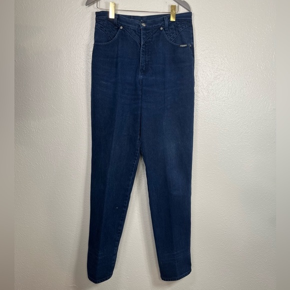 Vintage Roughrider ultra high rise dark blue denim mom jeans - Picture 1 of 13